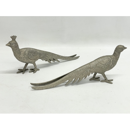 348 - 5 silver plated animals. Roosters measure 23x20cm. 26cm