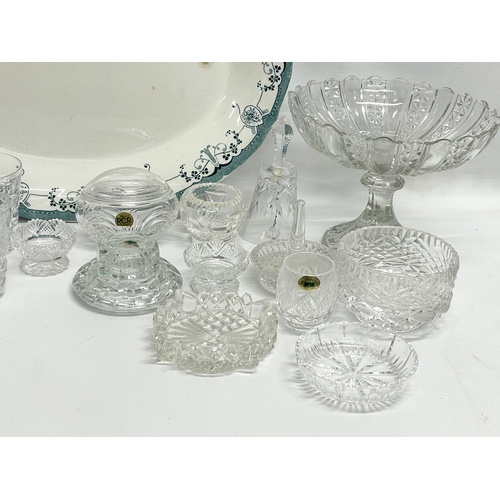 785 - A sundry lot. Including a set of 6 lead crystal glasses and a Victorian platter.