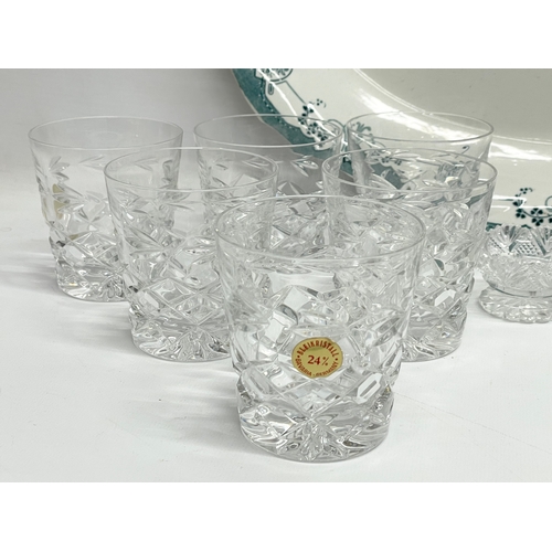 785 - A sundry lot. Including a set of 6 lead crystal glasses and a Victorian platter.