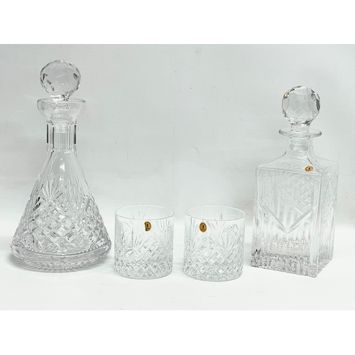 464 - 4 pieces of Tyrone Crystal. 2 decanters and a pair of whisky tumblers.