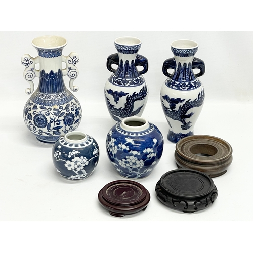 663 - A quantity of Chinese and Japanese pottery. 2 late 19th century Chinese prunus jars.