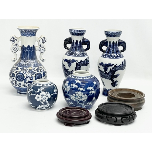 663 - A quantity of Chinese and Japanese pottery. 2 late 19th century Chinese prunus jars.