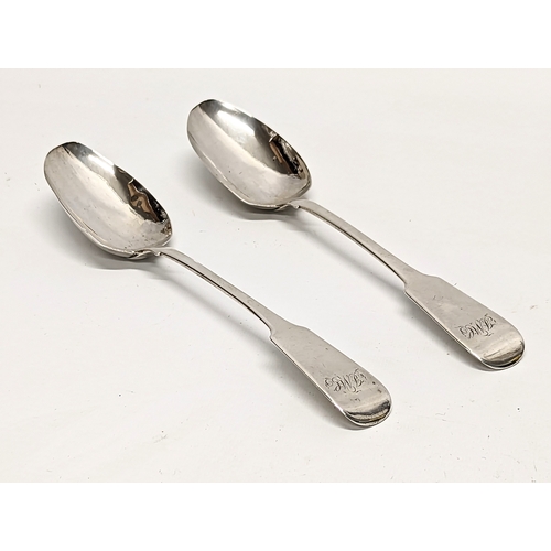 574 - A pair of Samuel Neville Irish Silver serving spoon, 1795-1810. 23.5cm, 145gms