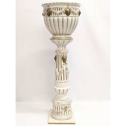 402 - A vintage Italian pottery jardiniere on stand. 79cm