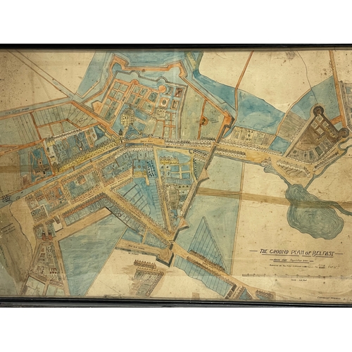 316 - A large early to mid 20th century Ground Plan of Belfast. Surveyed by Thos Phillips. 113x74cm