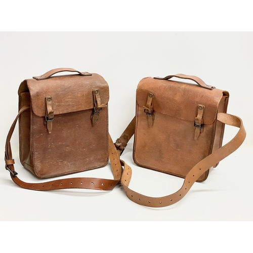 318 - 2 1940’s WW2 leather saddle bags. 25x32cm.