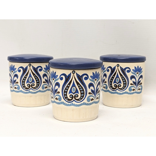 648 - A set of 3 Royal Worcester Palissy ginger jars. 7.5cm