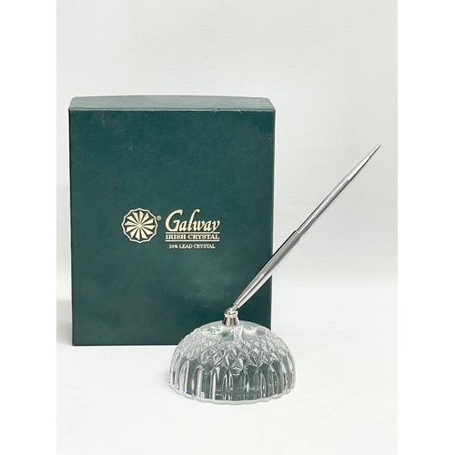 673 - A Galway Crystal desktop pen holder in box.