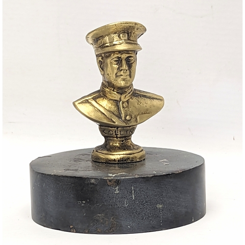 642 - A vintage miniature brass bust of Michael Collins. 11cm