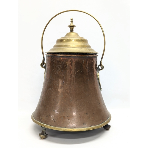 615 - 2 pieces of vintage Indian brassware, including a brass and copper pot.