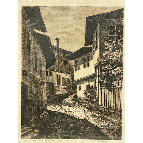 599 - An early 20th century French etching. Signed. 39x49.5cm