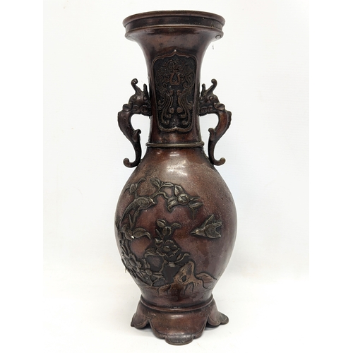 603 - A large late 19th century Japanese bronze vase. 36cm