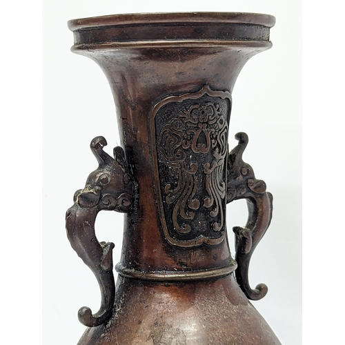 603 - A large late 19th century Japanese bronze vase. 36cm