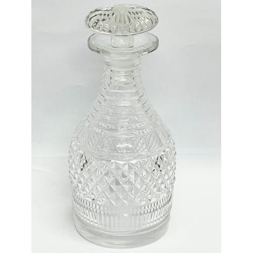 604 - A pair of large good quality early 20th century Georgian style crystal decanters. 25cm