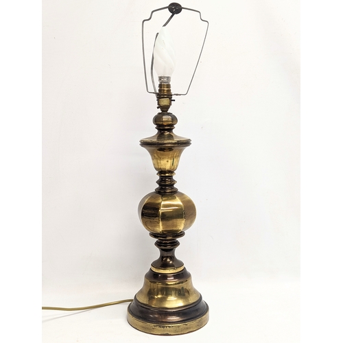 707 - A large vintage brass table lamp. 67cm