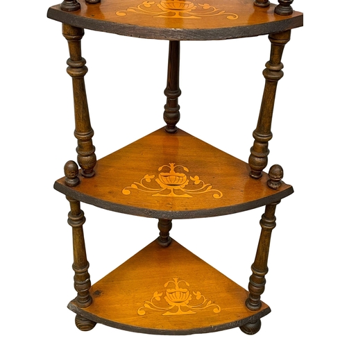 1011 - A Victorian inlaid mahogany 4 tier whatnot 52x35x125cm