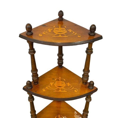 1011 - A Victorian inlaid mahogany 4 tier whatnot 52x35x125cm