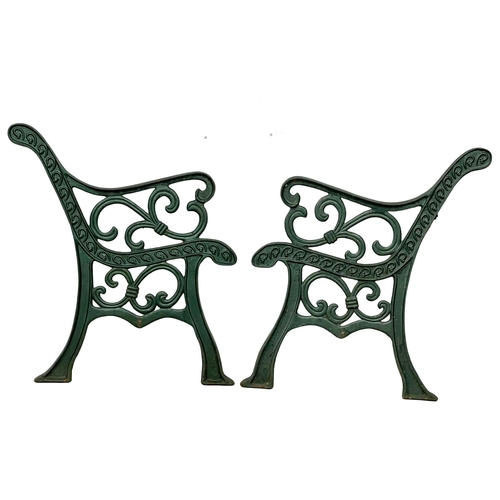 289 - A pair of large cast iron garden bench ends. 72x77.5cm