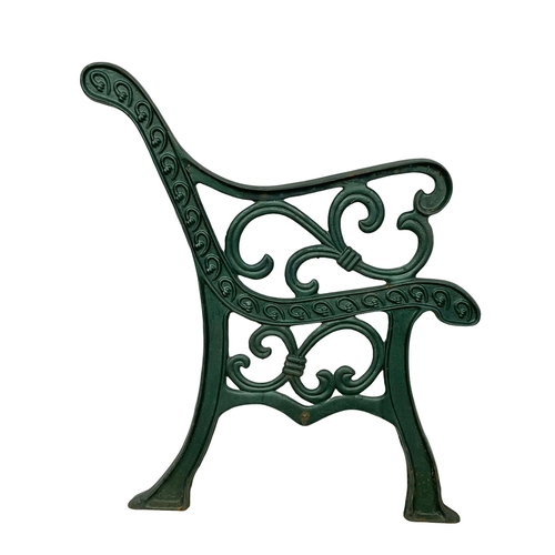 289 - A pair of large cast iron garden bench ends. 72x77.5cm