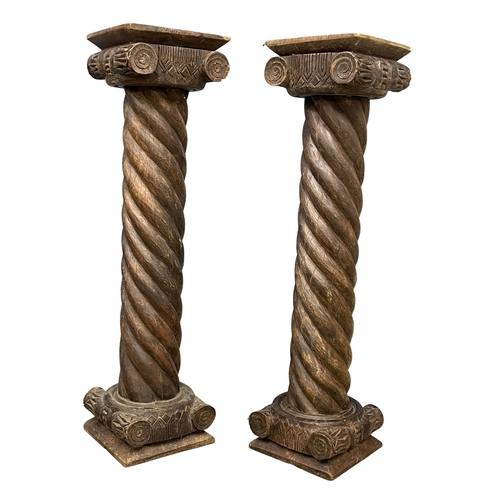 48 - A pair of 19th century pillars. 23x24x90.5cm