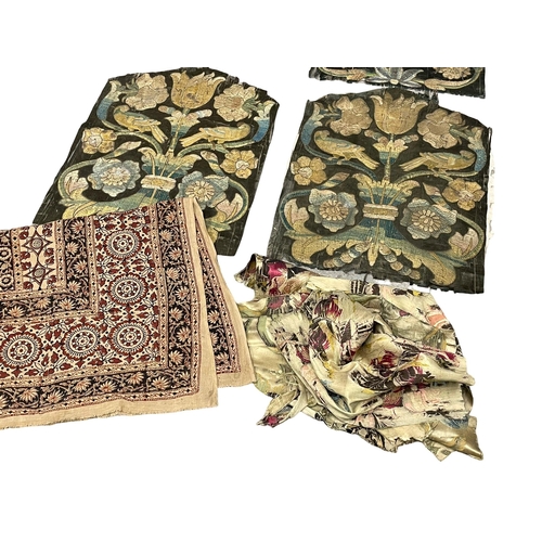 632 - A quantity of late 19th / early 20th century embroidery silks and throw