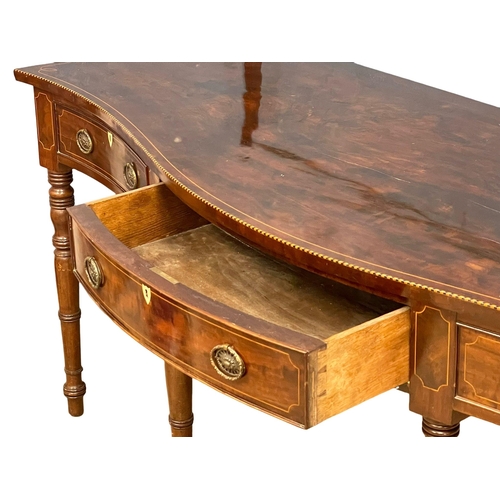 806 - A large late 19th century Sheraton Revival inlaid mahogany serving table. With 1 drawer and 2 dummy ... 