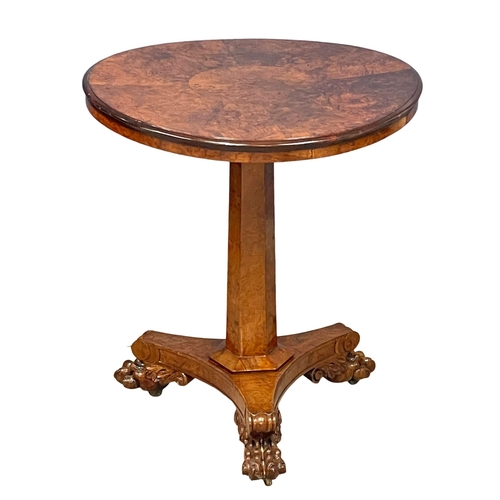 807 - A good quality William IV Burr Walnut pedestal occasional table. Circa 1830. 66x75cm