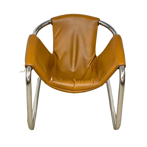 815 - An Arkana ‘Orbita’ leather and chrome sling chair designed by Duncan Burke. 1972.