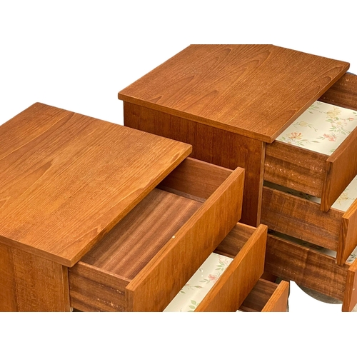 830 - A pair of Danish Mid Century teak beside chests with 3 drawers. 1960’s. 51x44.5x56.5cm