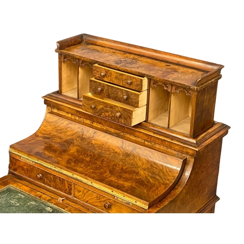 838 - An excellent quality Victorian Burr Walnut Piano Top Davenport desk. 60x58x100cm.