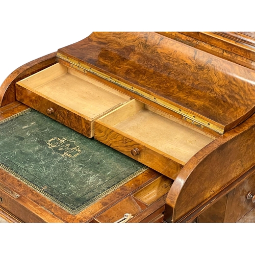 838 - An excellent quality Victorian Burr Walnut Piano Top Davenport desk. 60x58x100cm.