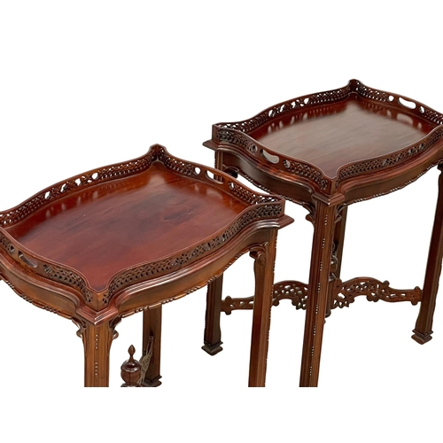 840 - A pair of Chinese Chippendale Revival mahogany silver tables. 59x43x70.5cm