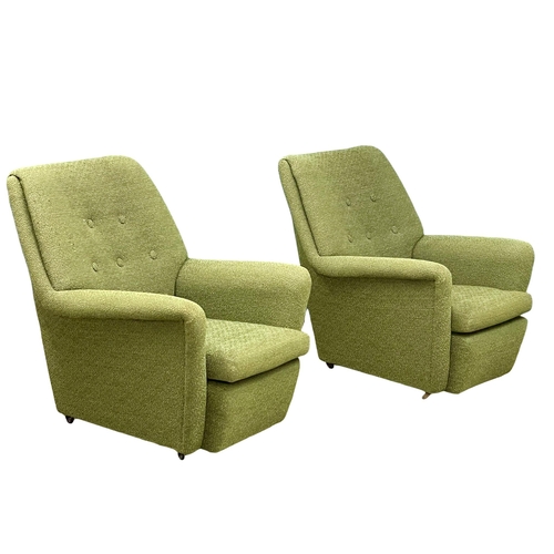 857 - A pair of neat size 1960’s Mid Century armchairs. 85x87x84cm