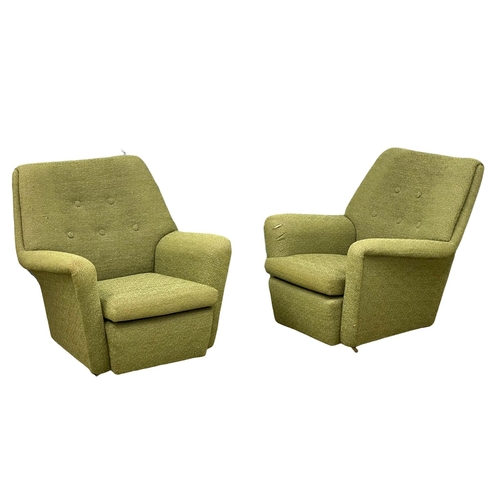 857 - A pair of neat size 1960’s Mid Century armchairs. 85x87x84cm