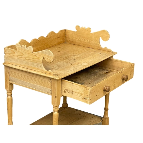 859 - A Victorian pine washstand with drawer. 75x50x95cm