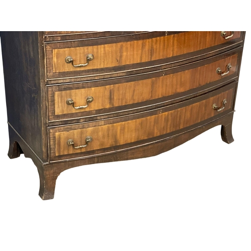 895 - A very large late 19th century George III style inlaid mahogany chest on chest. Circa 1890. 125x51.5... 