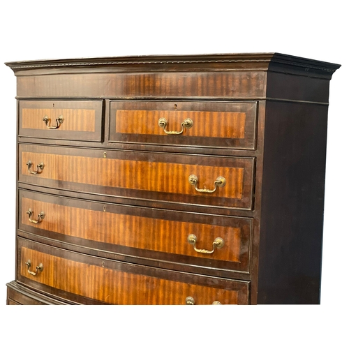 895 - A very large late 19th century George III style inlaid mahogany chest on chest. Circa 1890. 125x51.5... 