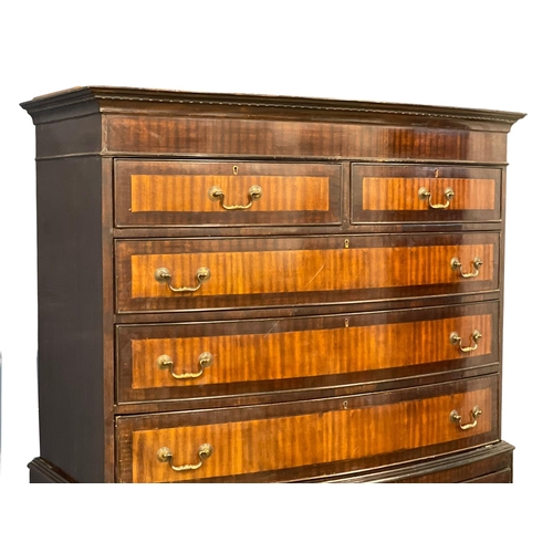 895 - A very large late 19th century George III style inlaid mahogany chest on chest. Circa 1890. 125x51.5... 