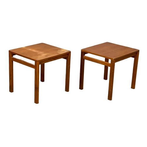 896 - A pair of Danish Mid Century teak end tables. 42x38x40cm