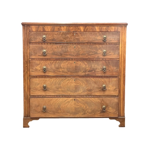 908 - A large late Victorian flamed mahogany chest of drawers. Circa 1890-1900. 125x54x126cm