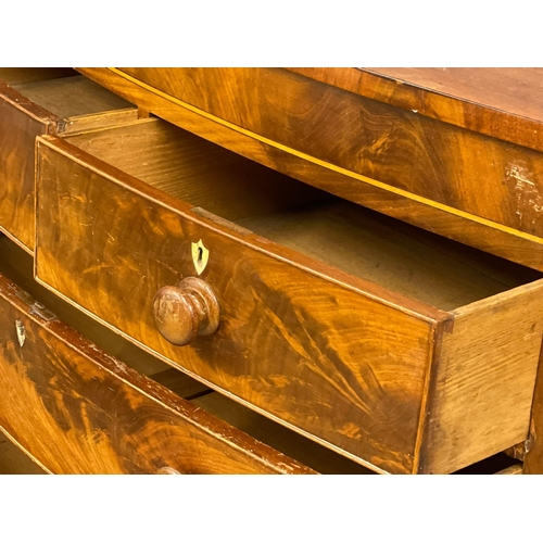 909 - A large Victorian inlaid mahogany bow front chest of drawers. 120x56x122cm