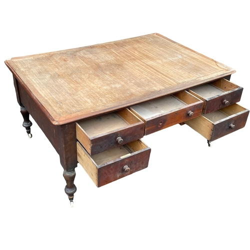 918 - A large Victorian mahogany partners desk. 154x107x76cm