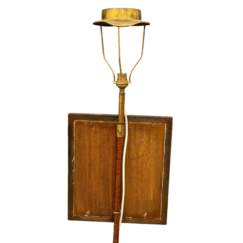 994 - A late Victorian polescreen converted into a standard lamp. 145cm