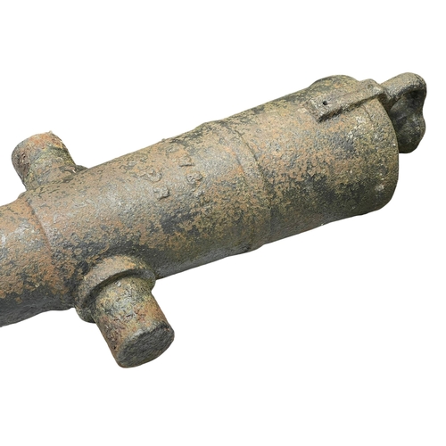 17 - A large 19th century cannon. Stamped J.H.W & Co. 38x134cm