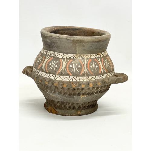 743 - 4 vintage Minoan style terracotta pots. 21x13cm. 16x13cm. 19x10cm. 21x9cm