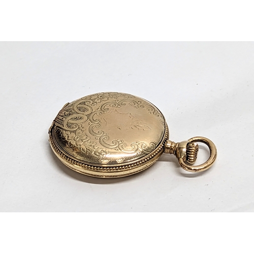 591 - An ornate vintage rolled gold ladies pocket watch, by Elgin.