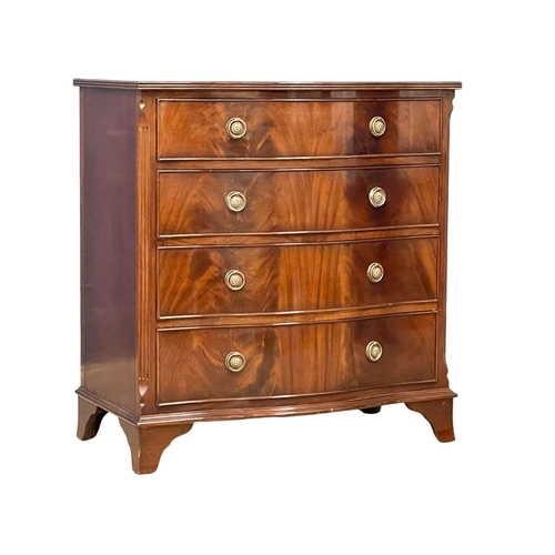 1098 - A fine proportioned Georgian style inlaid mahogany serpentine front chest of drawers. 80x45x85cm