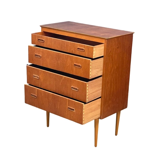 1025 - A Swedish 1960's Mid Century teak chest of drawers.  79x42x103cm