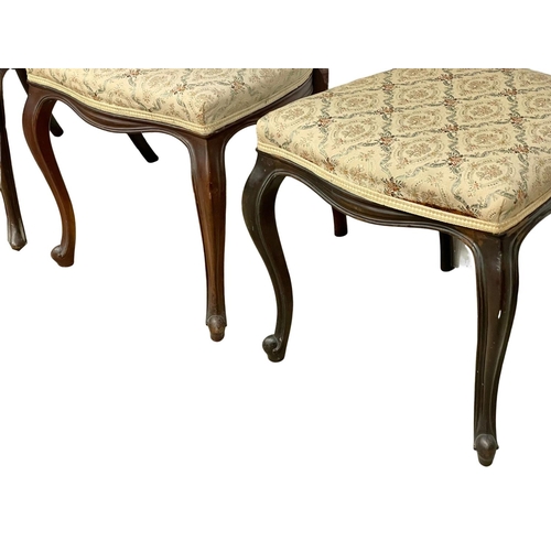 1053 - 3 late Victorian mahogany side chairs on cabriole legs, circa 1900