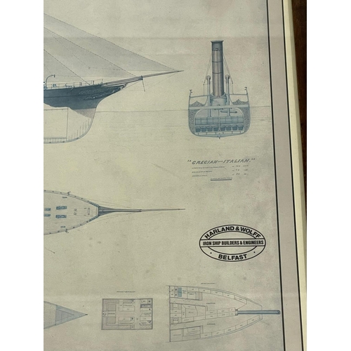 780D - 3 limited edition Harland & Wolff Belfast prints of ships.   Largest, l99x61cm